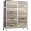 imageWLIVE Fabric Dresser for Bedroom Tall Dresser with 8 Drawers Storage Tower with Fabric Bins Double Dresser Chest of Drawers for Closet Playroom Dormitory Light GreyGreige