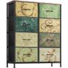 imageWLIVE Fabric Dresser for Bedroom Tall Dresser with 8 Drawers Storage Tower with Fabric Bins Double Dresser Chest of Drawers for Closet Playroom Dormitory Light GreyFloral Painted