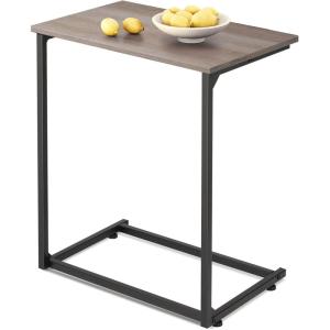 imageWLIVE CShaped End Table Small Side Tables for Sofa Wide Couch Table That Slide Under Laptop Snack Table for Living Room Bedroom Home Office Rustic BrownGreige