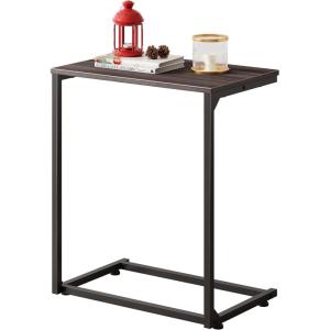 imageWLIVE CShaped End Table Small Side Tables for Sofa Wide Couch Table That Slide Under Laptop Snack Table for Living Room Bedroom Home Office Rustic BrownGrey