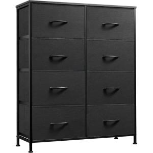 imageWLIVE Fabric Dresser for Bedroom Tall Dresser with 8 Drawers Storage Tower with Fabric Bins Double Dresser Chest of Drawers for Closet Playroom Dormitory Light GreyCharcoal Black