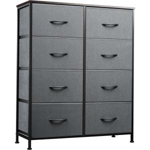 imageWLIVE Fabric Dresser for Bedroom Tall Dresser with 8 Drawers Storage Tower with Fabric Bins Double Dresser Chest of Drawers for Closet Playroom Dormitory Light GreyAdark Grey
