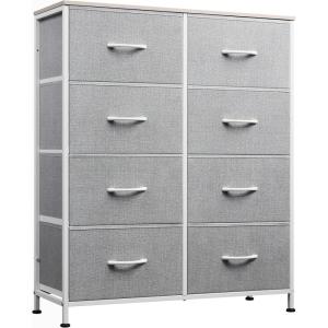 imageWLIVE Fabric Dresser for Bedroom Tall Dresser with 8 Drawers Storage Tower with Fabric Bins Double Dresser Chest of Drawers for Closet Playroom Dormitory Light GreyLight Grey