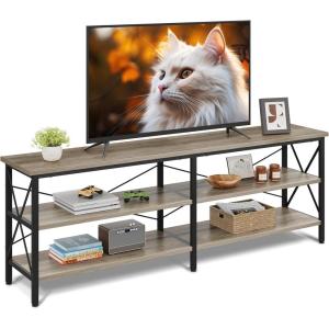 imageWLIVE TV Stand up to 70 Inch TV 63quot Entertainment Center TV Media Console with 3Tier Storage Shelves for Living Room and Bedroom Rustic BrownGreige
