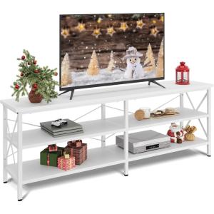imageWLIVE TV Stand up to 70 Inch TV 63quot Entertainment Center TV Media Console with 3Tier Storage Shelves for Living Room and Bedroom Rustic BrownWhite