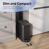 imageWLIVE 13 Gallon  5 Liter Bathroom Trash Can with Lid Small Stainless Steel Garbage Can SlimShaped Trash Bin with Step Pedal for Home and Office SilverBlack