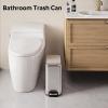 imageWLIVE 13 Gallon  5 Liter Bathroom Trash Can with Lid Small Stainless Steel Garbage Can SlimShaped Trash Bin with Step Pedal for Home and Office SilverSilver