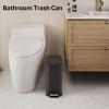 imageWLIVE 13 Gallon  5 Liter Bathroom Trash Can with Lid Small Stainless Steel Garbage Can SlimShaped Trash Bin with Step Pedal for Home and Office SilverBlack