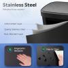 imageWLIVE 13 Gallon Trash Can 50 Liter Large Capacity Motion Sensor Automatic Trash Cans Touchless with LED Indicator Brushed Stainless Steel Finish Garbage Cans for Kitchen Office School SilverBlack
