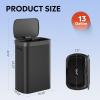 imageWLIVE 13 Gallon Trash Can 50 Liter Large Capacity Motion Sensor Automatic Trash Cans Touchless with LED Indicator Brushed Stainless Steel Finish Garbage Cans for Kitchen Office School SilverBlack