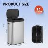 imageWLIVE 13 Gallon Trash Can 50 Liter Large Capacity Motion Sensor Automatic Trash Cans Touchless with LED Indicator Brushed Stainless Steel Finish Garbage Cans for Kitchen Office School SilverSilver