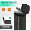 imageWLIVE 13 Gallon Trash Can 50 Liter Large Capacity Motion Sensor Automatic Trash Cans Touchless with LED Indicator Brushed Stainless Steel Finish Garbage Cans for Kitchen Office School SilverBlack