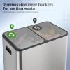 imageWLIVE 2 x 8 Gallon Stainless Steel Dual Trash Can Double Trash Can Kitchen with SoftClose Lid Trash and Recycle Bin Combo Kitchen Garbage Can with Deodorizing Filter Box and Inner Buckets SilverSilver