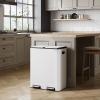 imageWLIVE 2 x 8 Gallon Stainless Steel Dual Trash Can Double Trash Can Kitchen with SoftClose Lid Trash and Recycle Bin Combo Kitchen Garbage Can with Deodorizing Filter Box and Inner Buckets SilverWhite