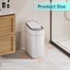 imageWLIVE 32 Gallon  12 Liter Automatic Bathroom Trash Can Motion Sensor Bathroom Trash Can with Bag Fixing Ring Quiet Small Waste Basket for Kitchen Office Bedroom Living Room WhiteWhiteSmart Adsorption