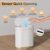 imageWLIVE 32 Gallon  12 Liter Automatic Bathroom Trash Can Motion Sensor Bathroom Trash Can with Bag Fixing Ring Quiet Small Waste Basket for Kitchen Office Bedroom Living Room WhiteWhiteGold
