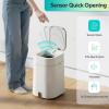 imageWLIVE 32 Gallon  12 Liter Automatic Bathroom Trash Can Motion Sensor Bathroom Trash Can with Bag Fixing Ring Quiet Small Waste Basket for Kitchen Office Bedroom Living Room WhiteWhite