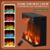 imageWLIVE 3Sided Glass Electric Fireplace TV Stand for 65 Inch TV Entertainment Center with 14 Flame Colors ampamp Adjustable LED Storage Cabinets Farmhouse Media Console for Living Room Bedroom WhiteGray Oak
