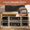imageWLIVE 3Sided Glass Electric Fireplace TV Stand for 65 Inch TV Entertainment Center with 14 Flame Colors ampamp Adjustable LED Storage Cabinets Farmhouse Media Console for Living Room Bedroom WhiteGray Oak