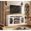 imageWLIVE 3Sided Glass Electric Fireplace TV Stand for 65 Inch TV Entertainment Center with 14 Flame Colors ampamp Adjustable LED Storage Cabinets Farmhouse Media Console for Living Room Bedroom WhiteWhite
