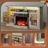 imageWLIVE 3Sided Glass Electric Fireplace TV Stand for 65 Inch TV Entertainment Center with 14 Flame Colors ampamp Adjustable LED Storage Cabinets Farmhouse Media Console for Living Room Bedroom WhiteGray Oak