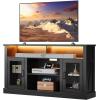 imageWLIVE 3Sided Glass Electric Fireplace TV Stand for 65 Inch TV Entertainment Center with 14 Flame Colors ampamp Adjustable LED Storage Cabinets Farmhouse Media Console for Living Room Bedroom WhiteBlack
