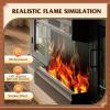 imageWLIVE 3Sided Glass Electric Fireplace TV Stand for 65 Inch TV Entertainment Center with 14 Flame Colors ampamp Adjustable LED Storage Cabinets Farmhouse Media Console for Living Room Bedroom WhiteBlack