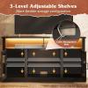 imageWLIVE 3Sided Glass Electric Fireplace TV Stand for 65 Inch TV Entertainment Center with 14 Flame Colors ampamp Adjustable LED Storage Cabinets Farmhouse Media Console for Living Room Bedroom WhiteBlack