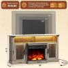 imageWLIVE 3Sided Glass Electric Fireplace TV Stand for 65 Inch TV Entertainment Center with 14 Flame Colors ampamp Adjustable LED Storage Cabinets Farmhouse Media Console for Living Room Bedroom WhiteGray Oak