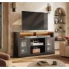 imageWLIVE 3Sided Glass Electric Fireplace TV Stand for 65 Inch TV Entertainment Center with 14 Flame Colors ampamp Adjustable LED Storage Cabinets Farmhouse Media Console for Living Room Bedroom WhiteBlack