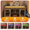 imageWLIVE 3Sided Glass Electric Fireplace TV Stand for 65 Inch TV Entertainment Center with 14 Flame Colors ampamp Adjustable LED Storage Cabinets Farmhouse Media Console for Living Room Bedroom WhiteGray Oak