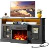 imageWLIVE 3Sided Glass Electric Fireplace TV Stand for 65 Inch TV Entertainment Center with 14 Flame Colors ampamp Adjustable LED Storage Cabinets Farmhouse Media Console for Living Room Bedroom WhiteBlack