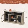 imageWLIVE 3Sided Glass Electric Fireplace TV Stand for 65 Inch TV Entertainment Center with 14 Flame Colors ampamp Adjustable LED Storage Cabinets Farmhouse Media Console for Living Room Bedroom WhiteGray Oak