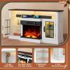 imageWLIVE 3Sided Glass Electric Fireplace TV Stand for 65 Inch TV Entertainment Center with 14 Flame Colors ampamp Adjustable LED Storage Cabinets Farmhouse Media Console for Living Room Bedroom WhiteWhite