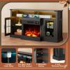imageWLIVE 3Sided Glass Electric Fireplace TV Stand for 65 Inch TV Entertainment Center with 14 Flame Colors ampamp Adjustable LED Storage Cabinets Farmhouse Media Console for Living Room Bedroom WhiteBlack