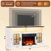 imageWLIVE 3Sided Glass Electric Fireplace TV Stand for 65 Inch TV Entertainment Center with 14 Flame Colors ampamp Adjustable LED Storage Cabinets Farmhouse Media Console for Living Room Bedroom WhiteWhite