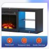 imageWLIVE 58 Inches Fireplace TV Stand with LED Lights Modern Entertainment Center with 18 Electric Fireplace ampamp Adjustable Glass Shelves Sturdy Media Console for Living Room BedroomGaming BlackBlack