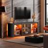 imageWLIVE 58 Inches Fireplace TV Stand with LED Lights Modern Entertainment Center with 18 Electric Fireplace ampamp Adjustable Glass Shelves Sturdy Media Console for Living Room BedroomGaming BlackBlack