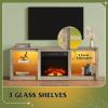 imageWLIVE 58 Inches Fireplace TV Stand with LED Lights Modern Entertainment Center with 18 Electric Fireplace ampamp Adjustable Glass Shelves Sturdy Media Console for Living Room BedroomGaming BlackGray Oak