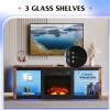 imageWLIVE 58 Inches Fireplace TV Stand with LED Lights Modern Entertainment Center with 18 Electric Fireplace ampamp Adjustable Glass Shelves Sturdy Media Console for Living Room BedroomGaming BlackRustic Brown