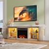 imageWLIVE 58 Inches Fireplace TV Stand with LED Lights Modern Entertainment Center with 18 Electric Fireplace ampamp Adjustable Glass Shelves Sturdy Media Console for Living Room BedroomGaming BlackGray Oak