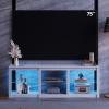imageWLIVE 58 Inches Fireplace TV Stand with LED Lights Modern Entertainment Center with 18 Electric Fireplace ampamp Adjustable Glass Shelves Sturdy Media Console for Living Room BedroomGaming BlackWhite