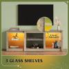 imageWLIVE 58 Inches Fireplace TV Stand with LED Lights Modern Entertainment Center with 18 Electric Fireplace ampamp Adjustable Glass Shelves Sturdy Media Console for Living Room BedroomGaming BlackGray Oak