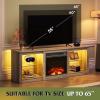 imageWLIVE 58 Inches Fireplace TV Stand with LED Lights Modern Entertainment Center with 18 Electric Fireplace ampamp Adjustable Glass Shelves Sturdy Media Console for Living Room BedroomGaming BlackGray Oak
