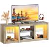 imageWLIVE 58 Inches Fireplace TV Stand with LED Lights Modern Entertainment Center with 18 Electric Fireplace ampamp Adjustable Glass Shelves Sturdy Media Console for Living Room BedroomGaming BlackGray Oak