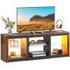 imageWLIVE 58 Inches Fireplace TV Stand with LED Lights Modern Entertainment Center with 18 Electric Fireplace ampamp Adjustable Glass Shelves Sturdy Media Console for Living Room BedroomGaming BlackRustic Brown