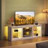 imageWLIVE 58 Inches Fireplace TV Stand with LED Lights Modern Entertainment Center with 18 Electric Fireplace ampamp Adjustable Glass Shelves Sturdy Media Console for Living Room BedroomGaming BlackGray Oak