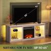 imageWLIVE 58 Inches Fireplace TV Stand with LED Lights Modern Entertainment Center with 18 Electric Fireplace ampamp Adjustable Glass Shelves Sturdy Media Console for Living Room BedroomGaming BlackWhite