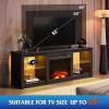 imageWLIVE 58 Inches Fireplace TV Stand with LED Lights Modern Entertainment Center with 18 Electric Fireplace ampamp Adjustable Glass Shelves Sturdy Media Console for Living Room BedroomGaming BlackBlack