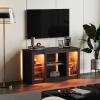 imageWLIVE 58 Inches Fireplace TV Stand with LED Lights Modern Entertainment Center with 18 Electric Fireplace ampamp Adjustable Glass Shelves Sturdy Media Console for Living Room BedroomGaming BlackBlack